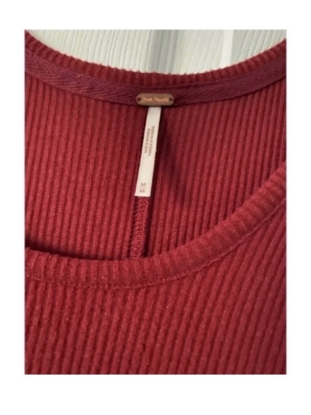 FREE PEOPLE Burgundy Ribbed T Shirt Dress